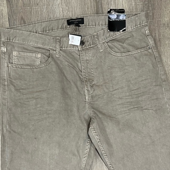 NWT Banana Republic Slim Fit 36W 32L Brown Structured Cotton Khaki Jeans Chinos - Picture 4 of 8